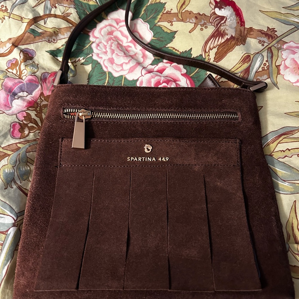 Spartina 449 Brown Suede Crossbody Bag
